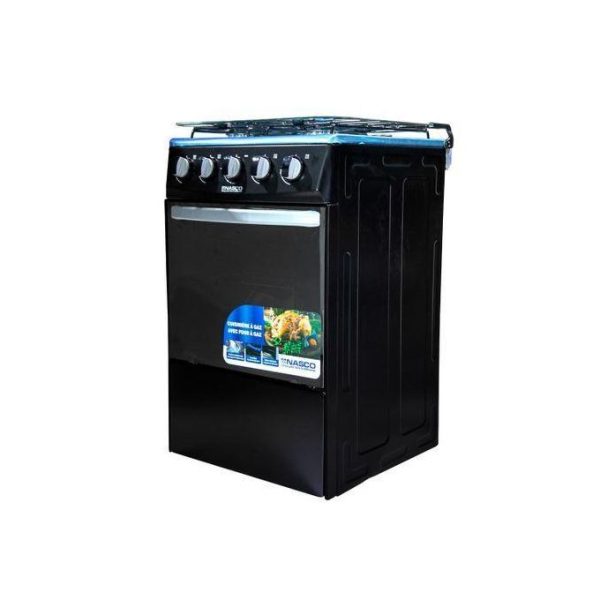 Nasco NASGC-50X50B-CTZ 4-Burner Gas Cooker-Oven-Glass Top-Black